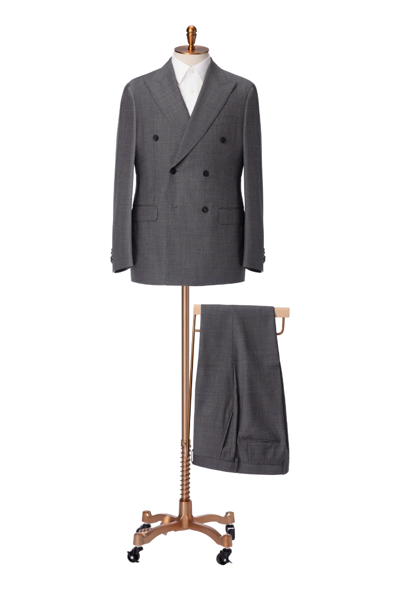 Grey Check Double-Breasted Suit - Image 2