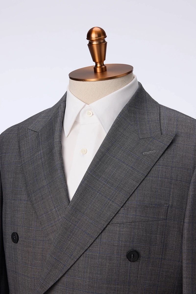 Grey Check Double-Breasted Suit