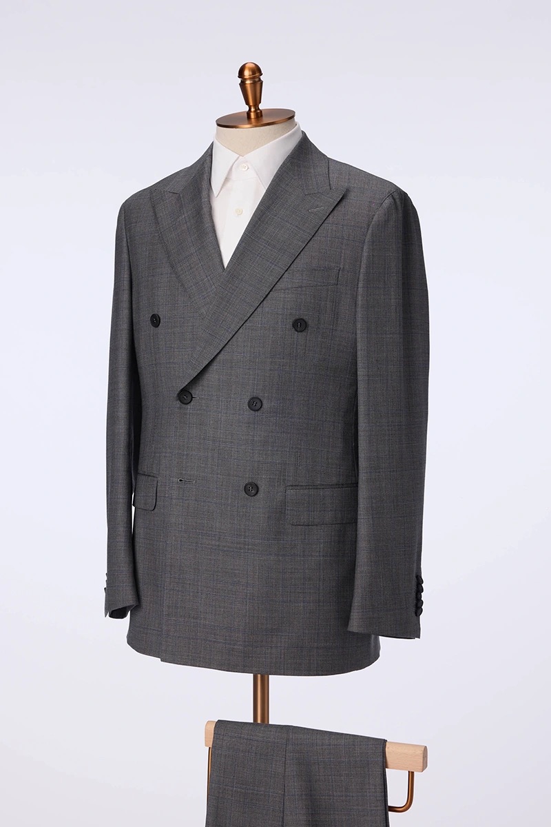 Grey Check Double-Breasted Suit - Image 3