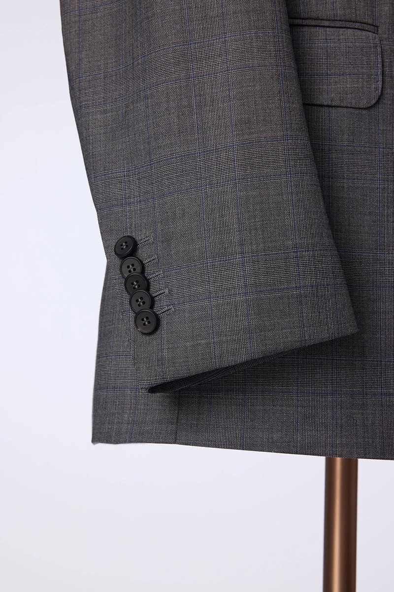 Grey Check Double-Breasted Suit - Image 4